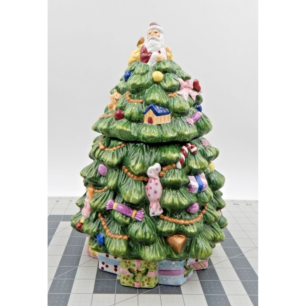 Spode Christmas Tree Large Cookie Jar Centerpiece 2-Piece Toys Original box